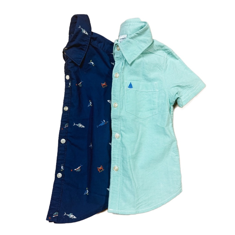 Carters 2-Piece Short Sleeve Button Down Tops Bundle Toddler Size 2T